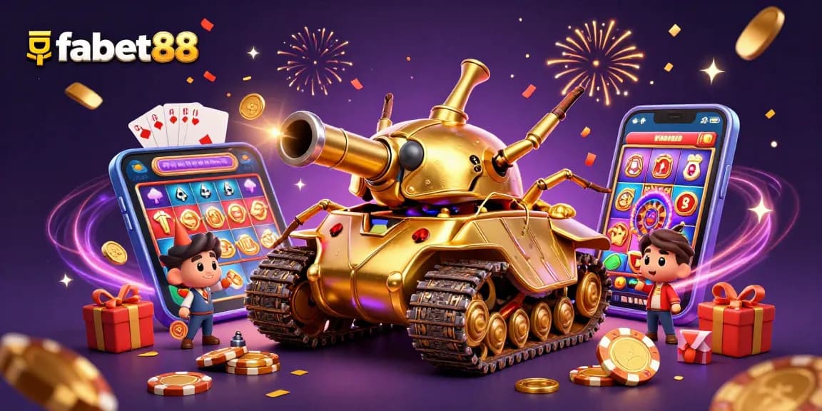Experience fabet88 with a vibrant digital illustration of a casino beetle and gaming elements.