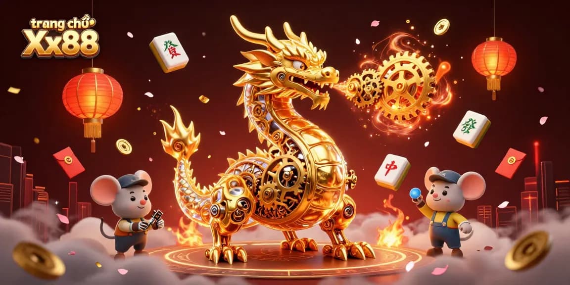 Experience the thrilling action at trang chủ Xx88 with an epic dragon scene showcasing casino elements and excitement.