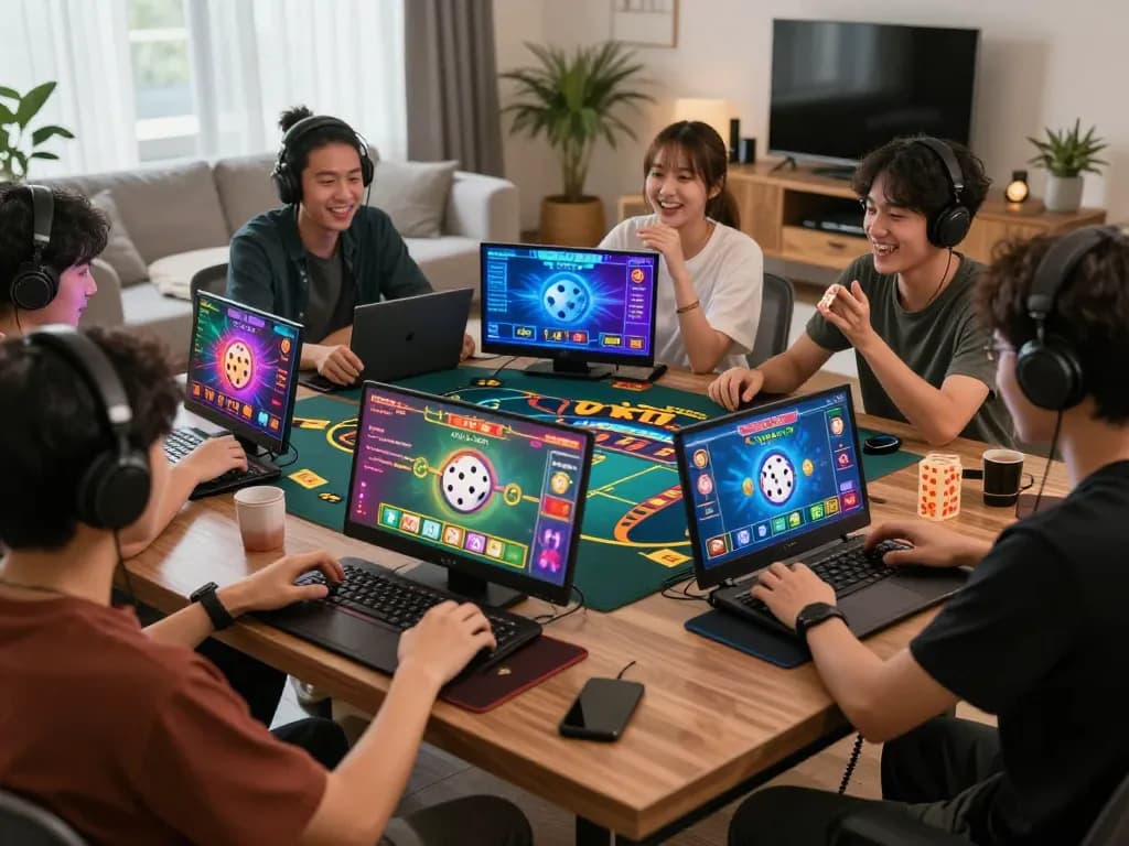 Players enjoying a lively tài xỉu online game in an engaging and colorful virtual setting.