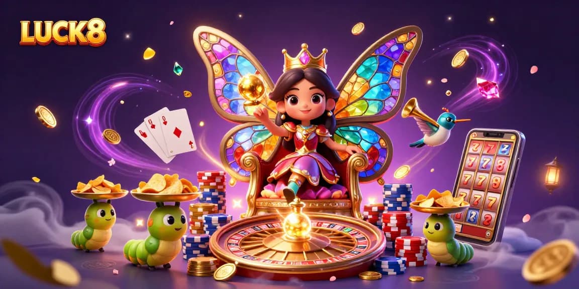 LUCK8 players enjoy an exciting 3D gambling scene with vibrant characters and dynamic casino elements.