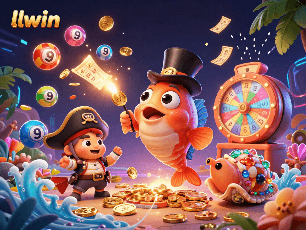 Experience the thrill of gaming with llwin in a vibrant underwater casino scene featuring engaging characters and dynamic elements.