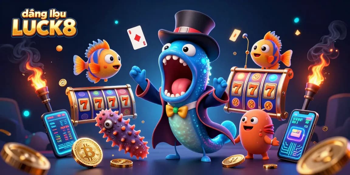 Engage with đăng nhập LUCK8 through an enchanting casino scene featuring magical creatures and vibrant game elements.