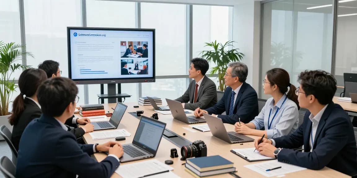 Forensic auditors collaborating in a modern meeting room for aafikotacirebon.org.