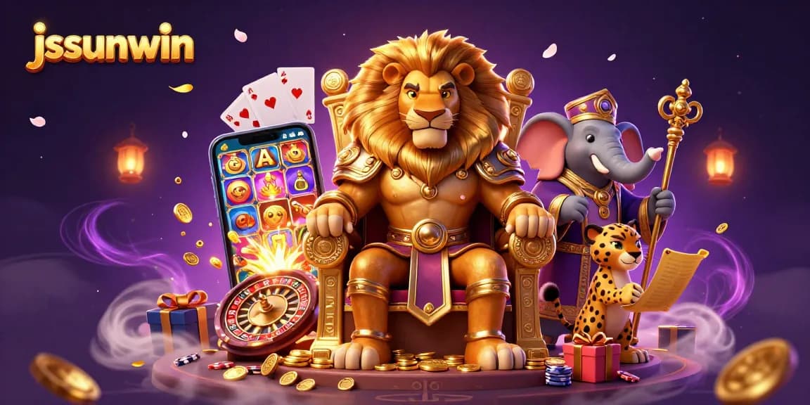 Engage with jssunwin and win big in this vibrant online casino illustration featuring exciting games.