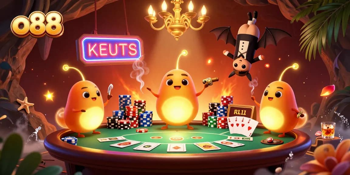 Engage in thrilling gameplay at o88 casino, illuminated by glowworms and highlighted by poker chips.