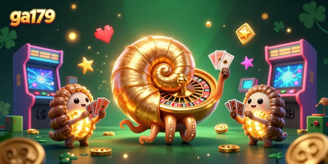Engage with ga179's vibrant gaming world featuring unique roulette designs and glowing card play elements.