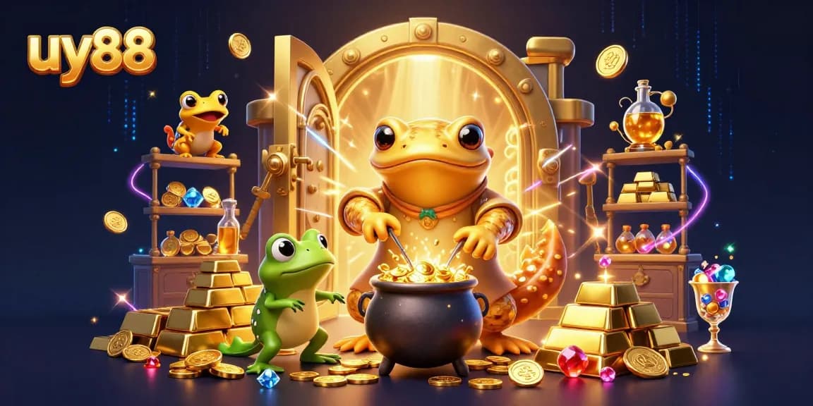Spin and win at uy88 with a golden salamander alchemist in a vibrant medieval casino scene.