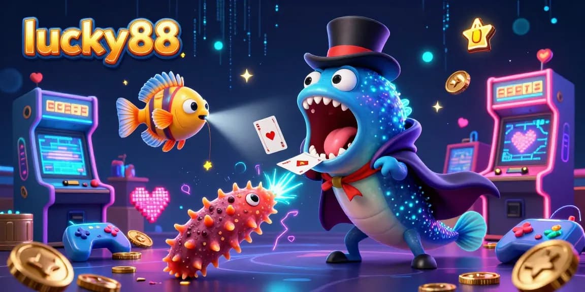 Experience lucky88's vibrant online gaming world with enchanting characters and dynamic casino elements.