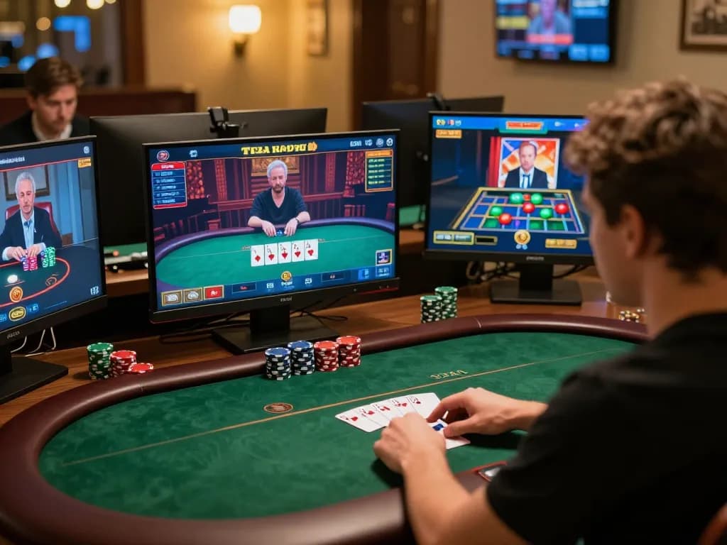 Players engage in an intense sunwin online poker game, showcasing strategic gameplay and advanced setup.