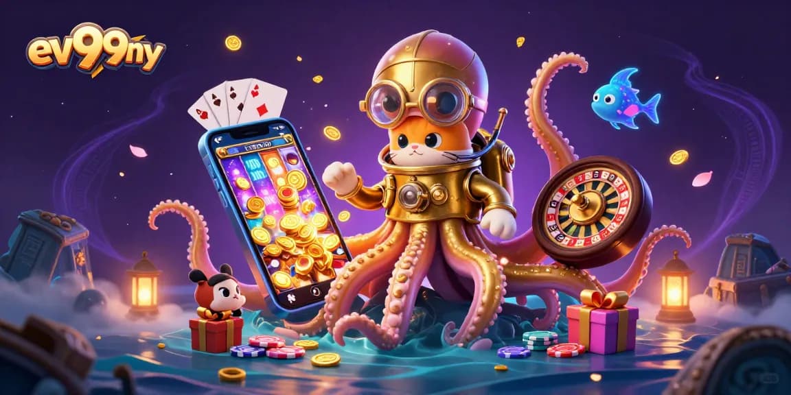 Experience excitement with ev99ny as the kraken treasures unfold with vibrant games scattered around.