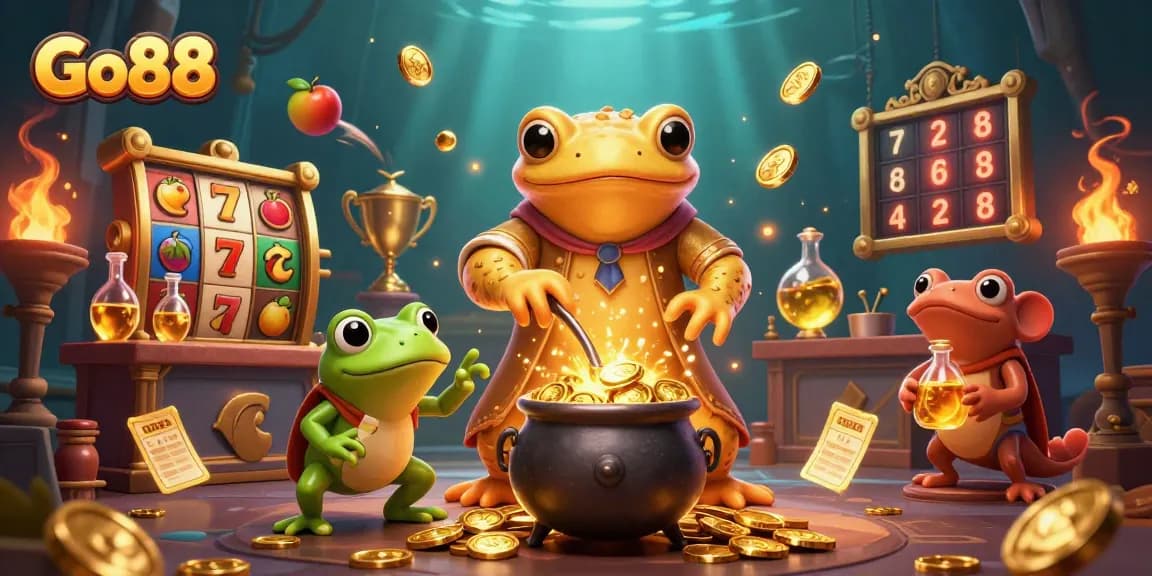 Experience thrilling gameplay at Go88 with a mystical alchemist transforming metal into gold.