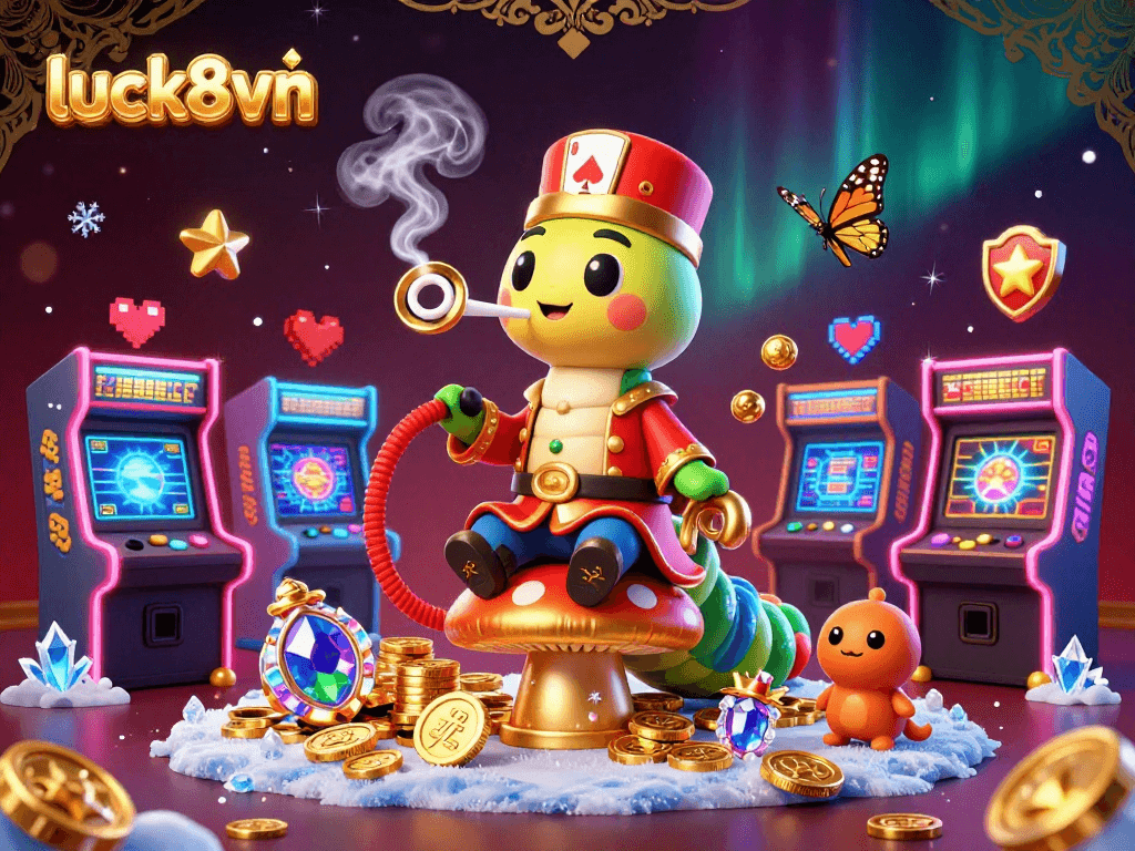 Engage in thrilling casino action with luck8vn's vibrant illustration, showcasing exciting poker elements.