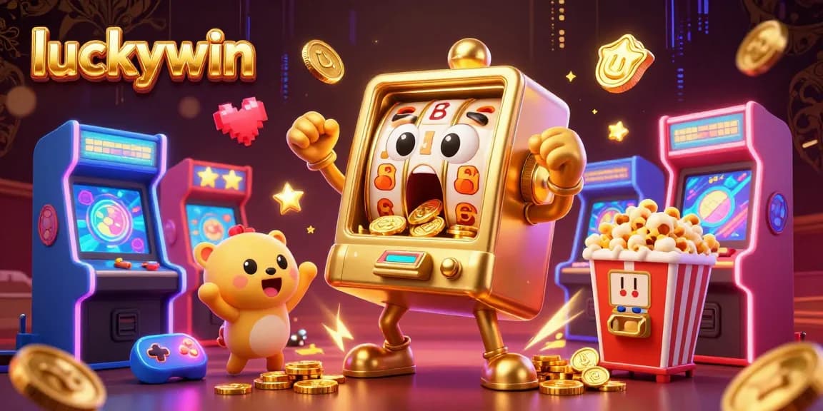 Experience the thrill at luckywin with a lively 3D jackpot scene overflowing with coins.