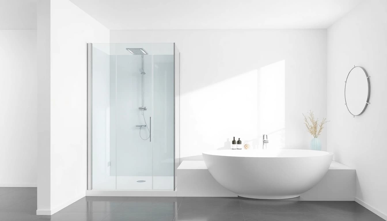 Duschkabine 80x80 in einem modernen Badezimmer-Design mit eleganten Details.