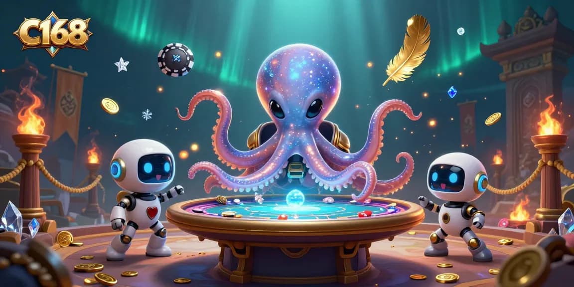 C168 engages players with a vibrant 3D alien poker scene full of dynamic elements and excitement.