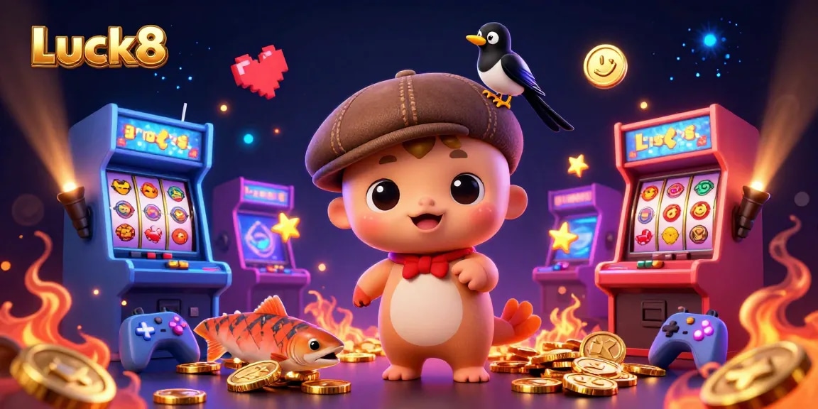 Experience the thrill of gaming with Luck8's vibrant casino scene filled with playful characters and exciting elements.