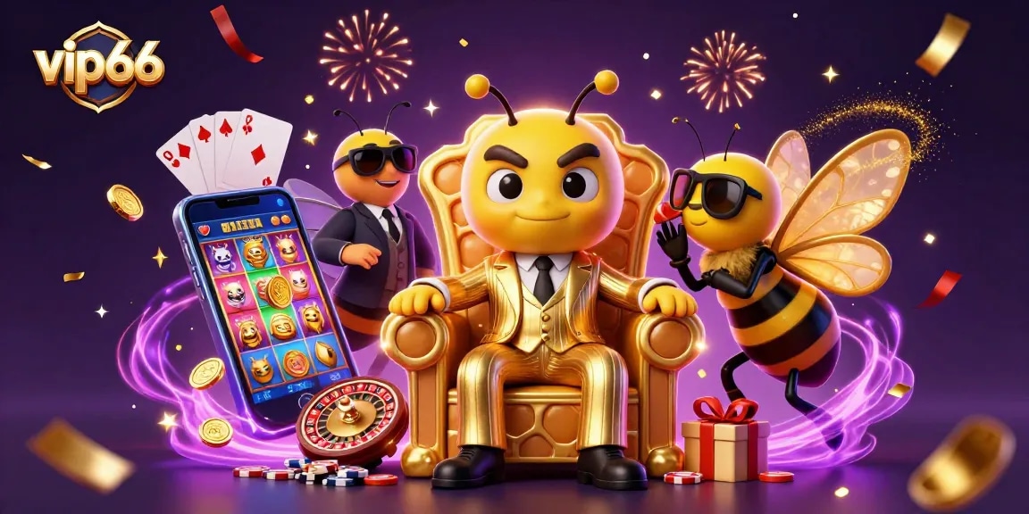 Engage in thrilling vip66 adventures with a cartoon casino scene filled with lively game elements.