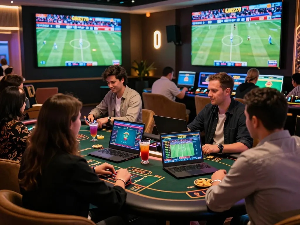Engaging online betting scene highlighting excitement at https://oke179.xyz/ with diverse players and modern sports odds.