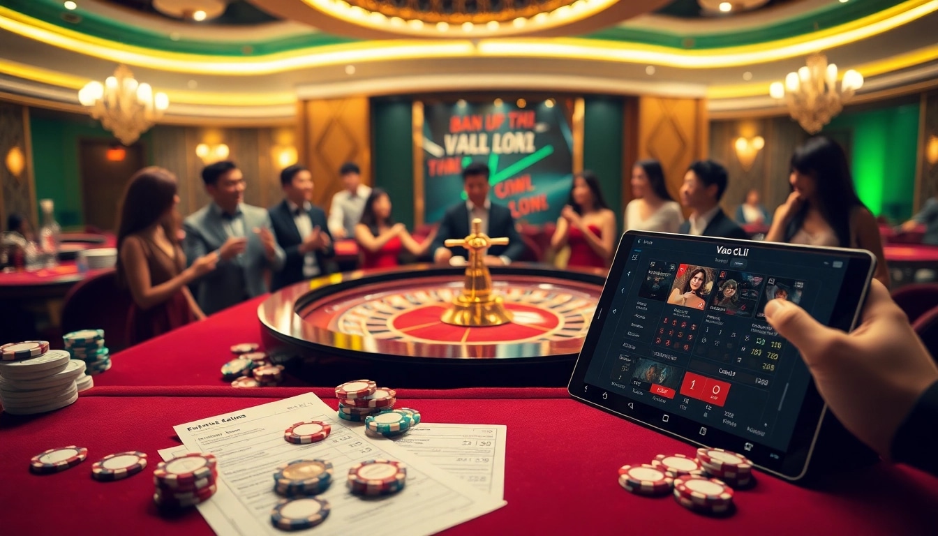 Vào Lưới TV highlights thrilling casino action featuring a roulette table and excited players.
