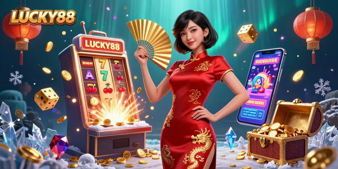 Experience thrilling LUCKY88 slot action with 3D jackpot explosions and vibrant characters.