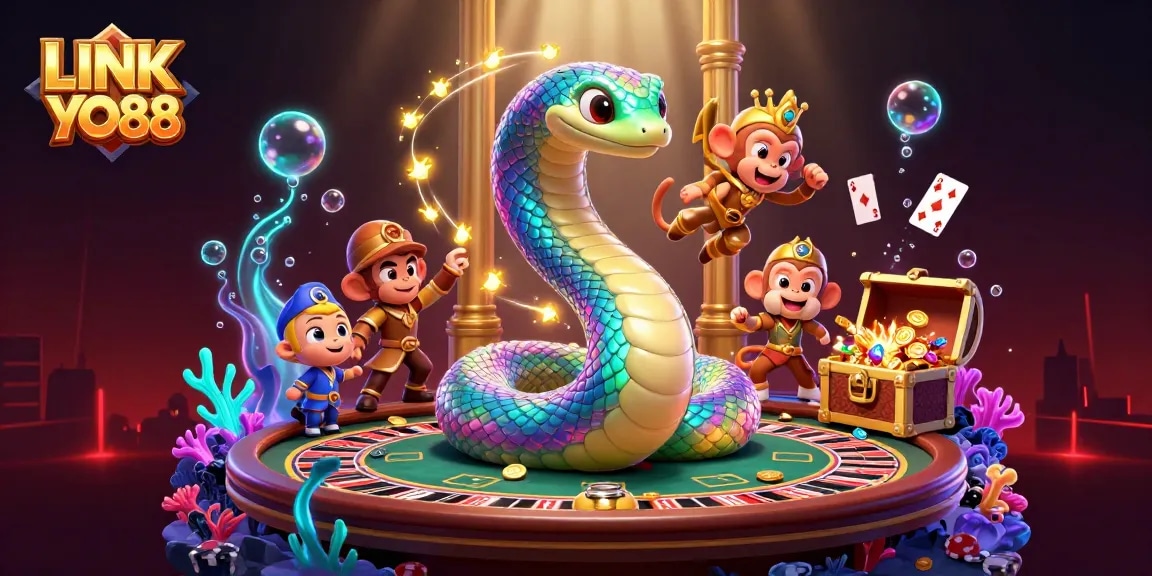Join the excitement of LINK YO88 with diverse casino games and vibrant characters in a magical setting.