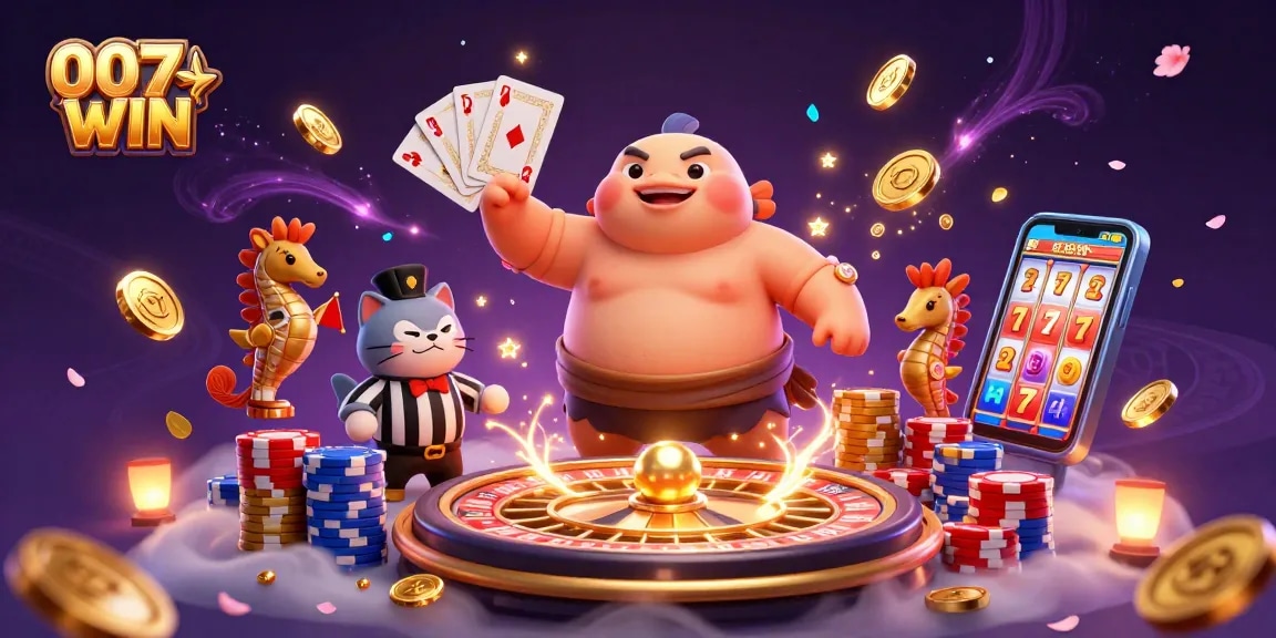 Experience excitement at 007WIN as the fugu and friends bring casino fun with a vibrant underwater theme.