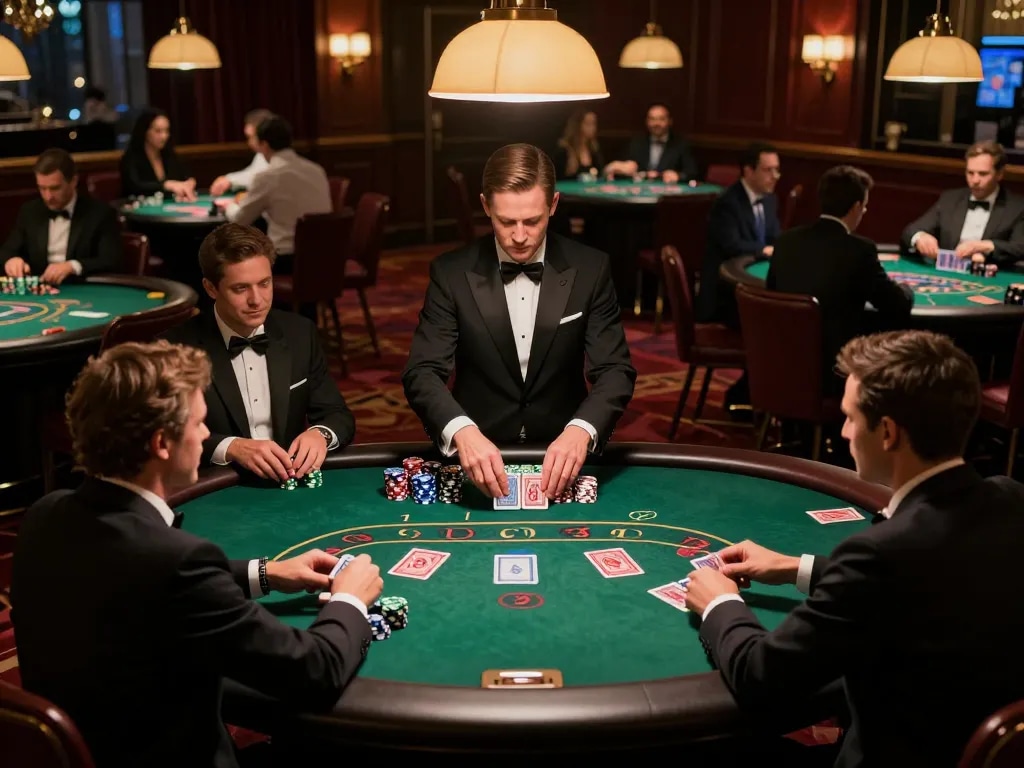 Players engaging in a thrilling game of Blackjack at VK88 casino, showcasing strategy and excitement.