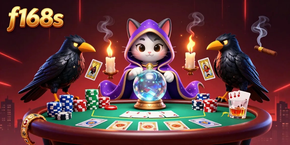 Join the thrilling action at f168s with colorful poker chips and mystical casino elements!