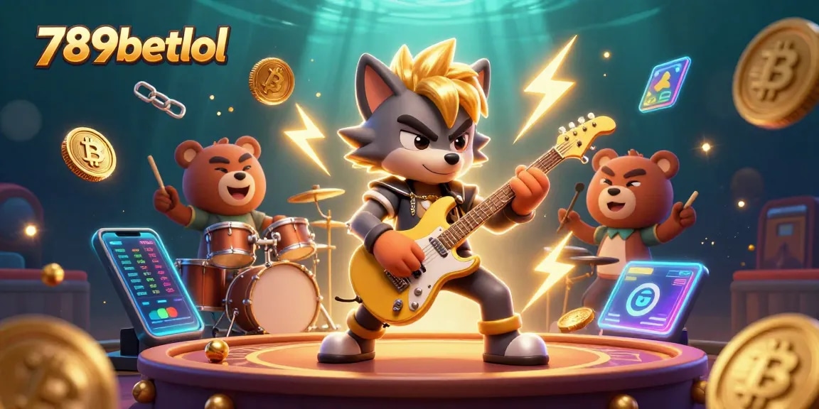 Engage with exciting action at 789betlol featuring a talented wolf rock star and a drummer bear on stage.