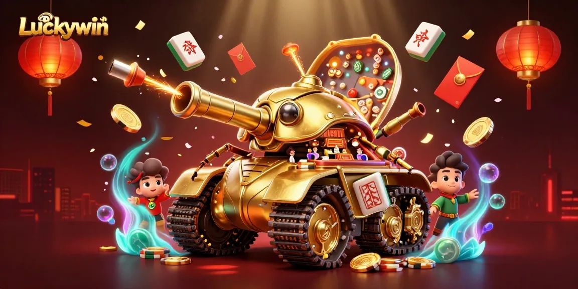 Experience the excitement of Luckywin in a unique 3D casino scene featuring dynamic symbols and rich visuals.