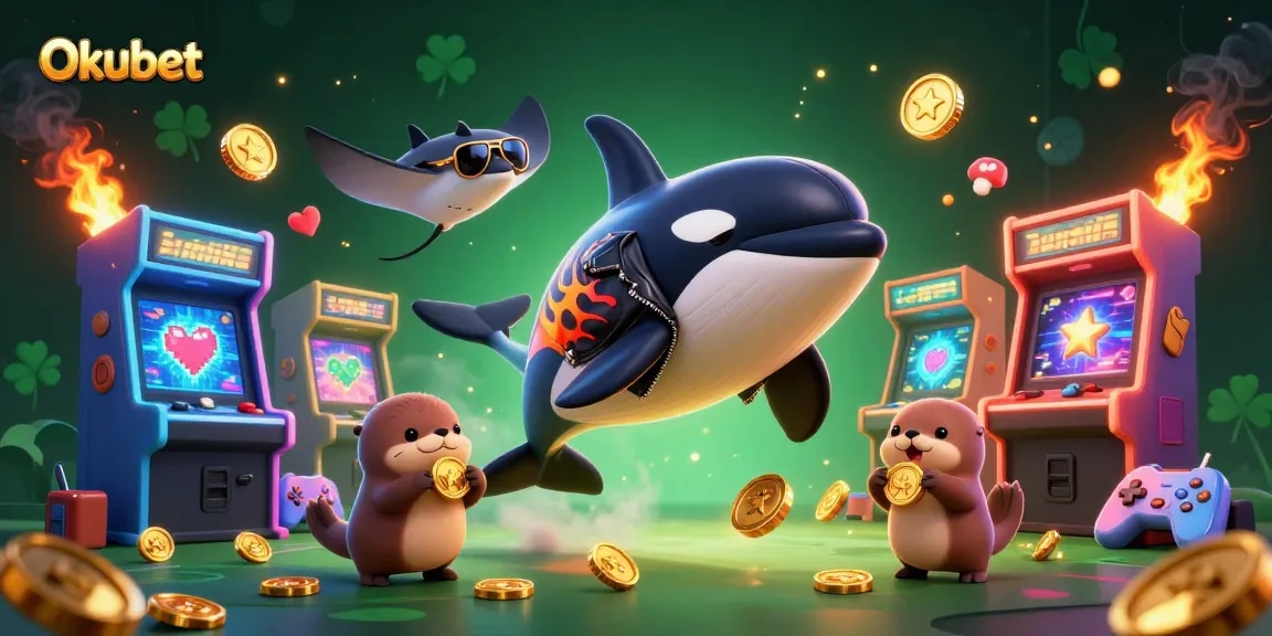 Experience thrilling casino action with 0kubet in a vibrant scene featuring lively characters and games.