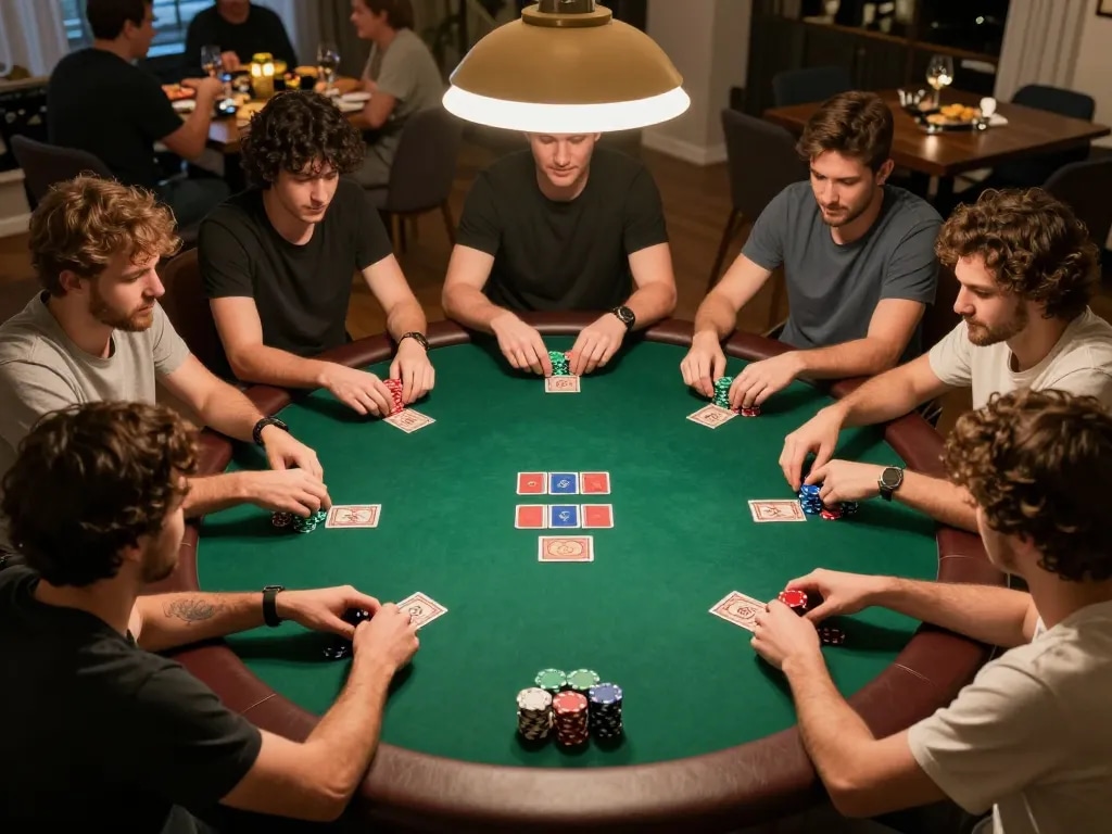 Players strategizing in a competitive poker game at home showcasing the excitement of XO88 gaming.
