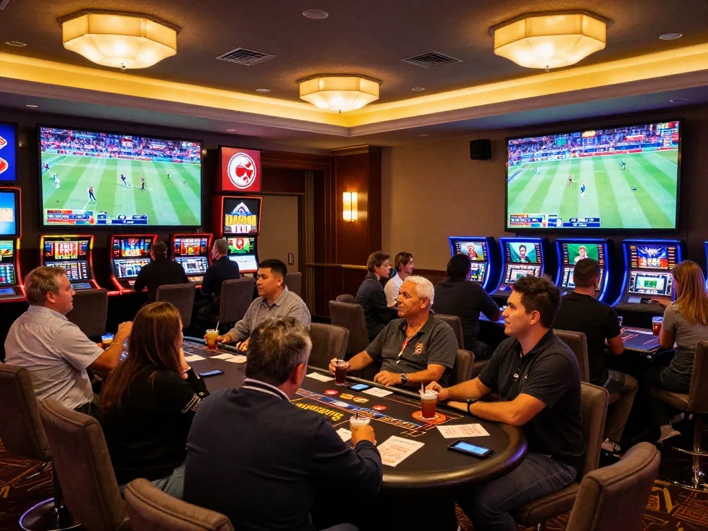 Experience the excitement of sports betting at aa888 casino with live games and engaged patrons.