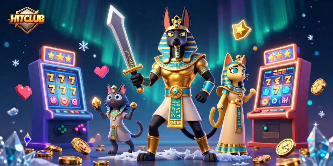 Join HITCLUB for an exciting gaming experience with ancient Egyptian themes and vibrant slot machines.