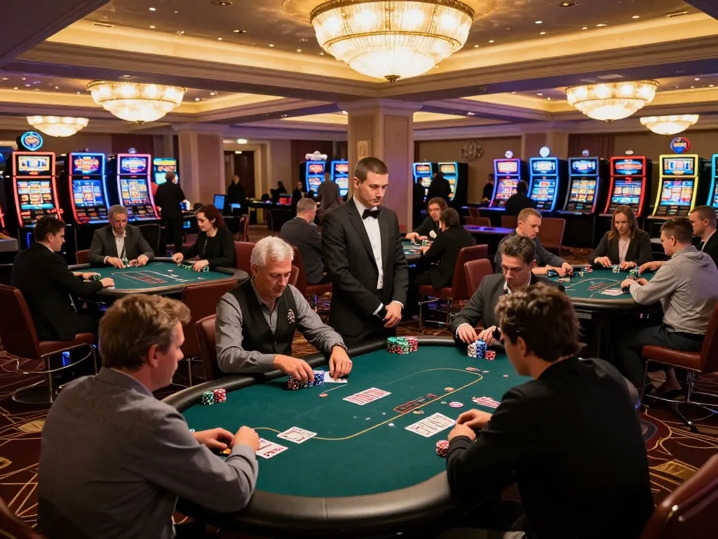 Cwin players enjoying an elegant poker game in a vibrant casino atmosphere.
