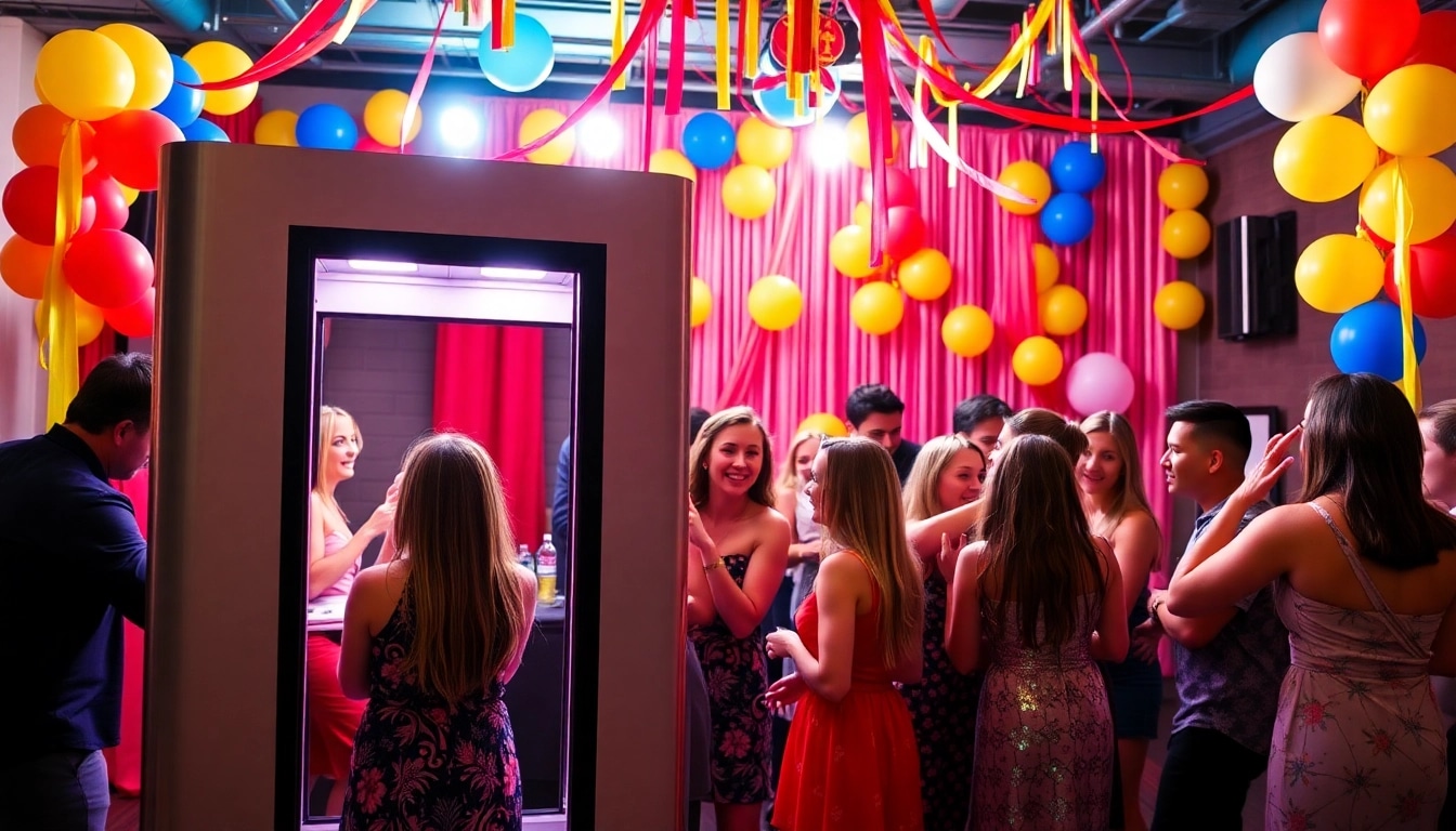 Capture the joy of photo booth rental chicago with guests enjoying vibrant festivities.