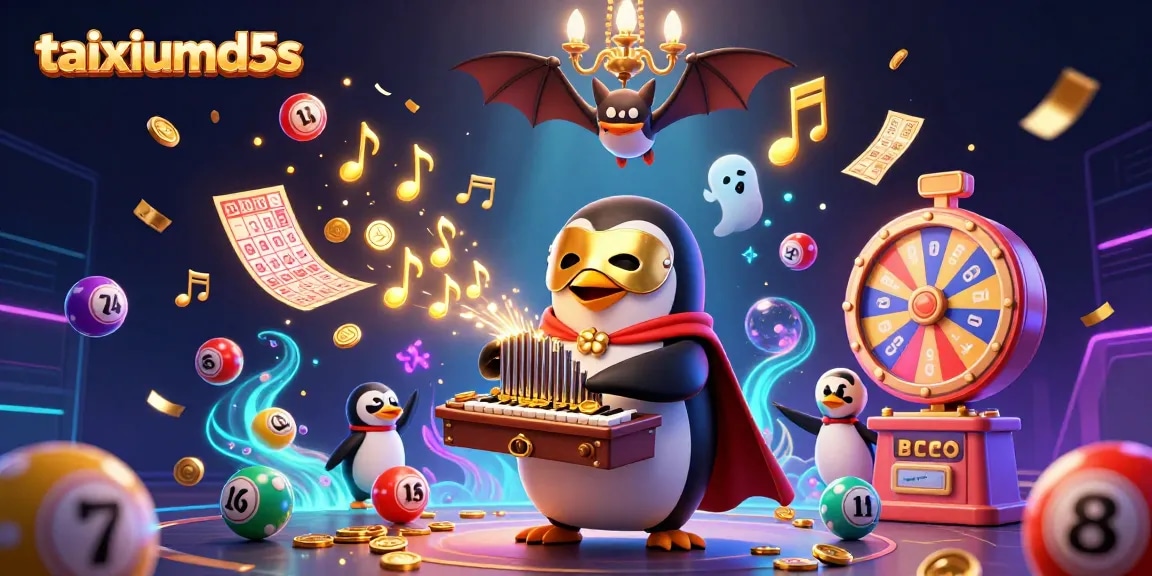 Win big with taixiumd5s as the phantom opera penguin plays while golden coins cascade in an exciting casino scene.