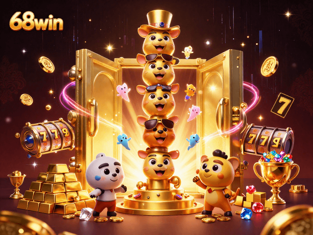 Engage with 68win's thrilling casino experience featuring dynamic 3D illustrations of exciting games.