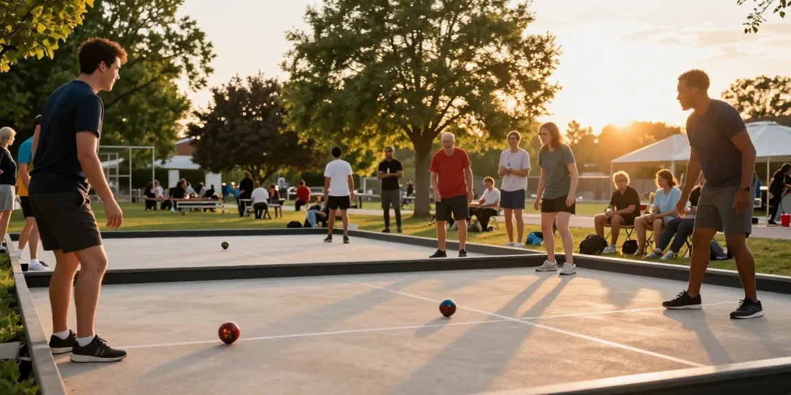 Community members playing on the petanque court at fopikotamakassar.org, showcasing sports and camaraderie.