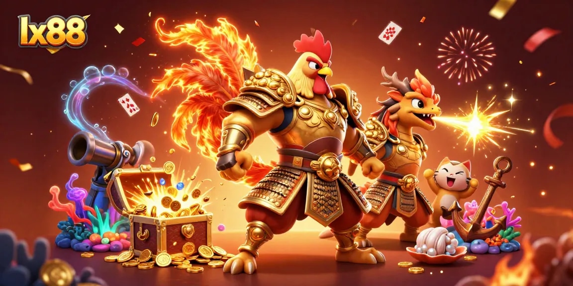 Experience the thrill of lx88 gaming with vibrant characters amidst dynamic casino action.