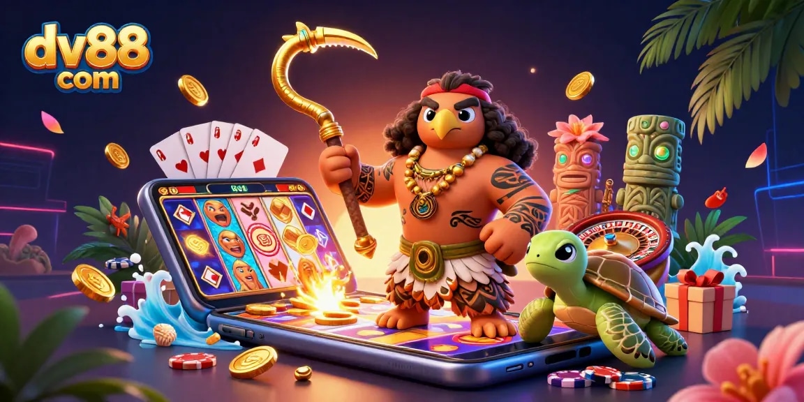 Experience thrilling gaming adventures at dv88 com with vibrant casino elements and energetic characters.