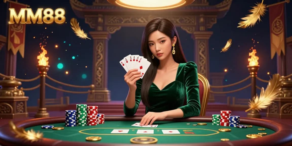 Engage with MM88 at a luxury poker table, showcasing strategy and excitement in online gaming.