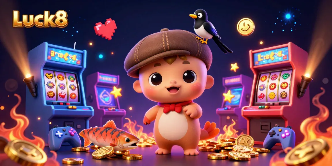 Experience the thrill of gaming with Luck8's vibrant casino scene filled with playful characters and exciting elements.