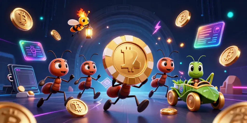 Experience thrilling moments with keo nha cai 5 as cartoon ants escape with a giant poker chip in this vibrant heist scene.