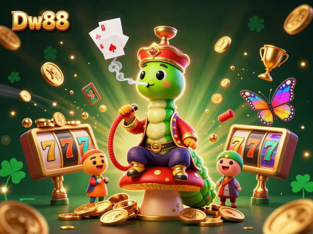 Experience excitement at "Dw88" with thrilling slot reels and a whimsical hookah-master.