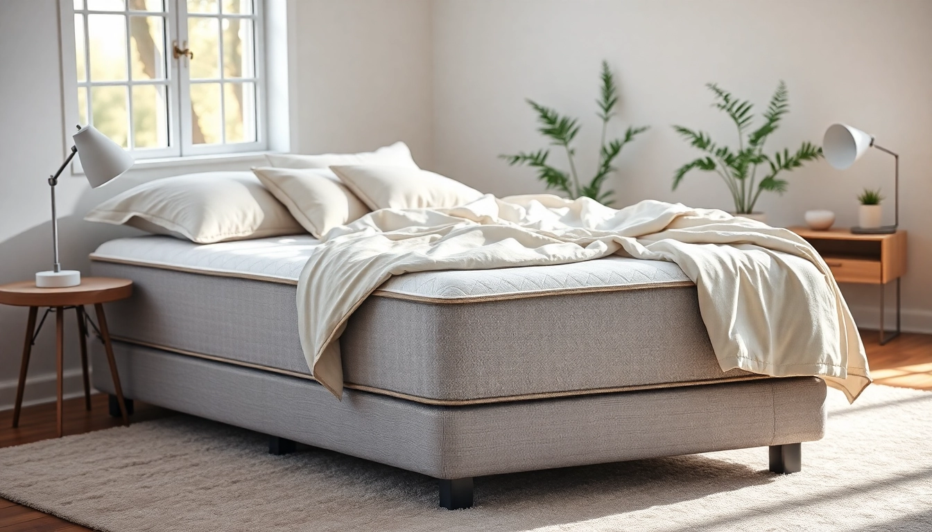 Showcasing a plush box spring in a serene bedroom with natural light and cozy decor.