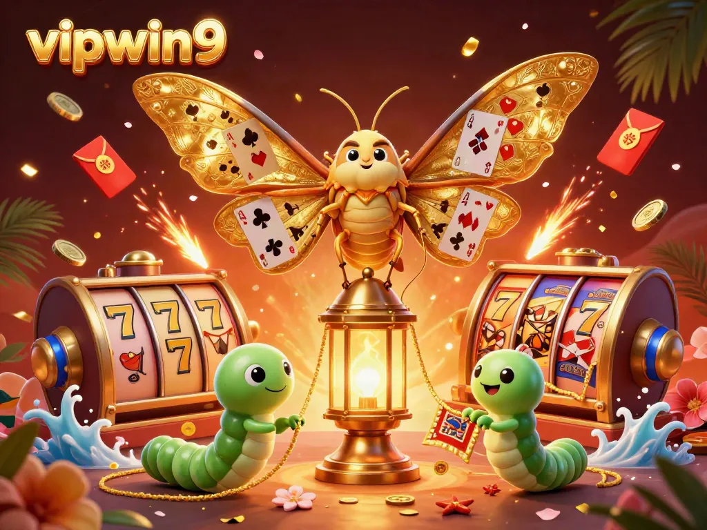 Experience the vibrant action of vipwin9 casino with dynamic slot reels and unique characters.