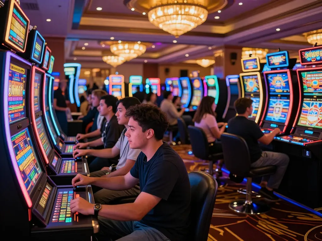 Experience thrilling gameplay at dacsandatphanrang with vibrant slots and players immersed in the game.