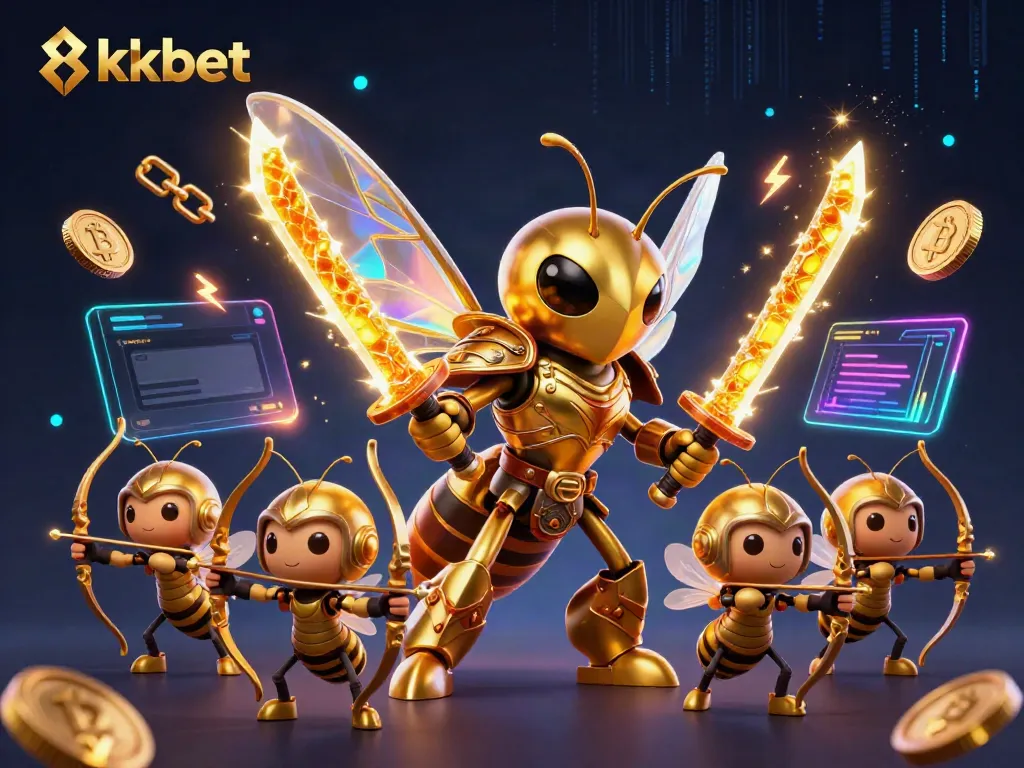 Engage with 8xbet's vibrant casino world, showcasing an energetic golden hornet samurai in action.
