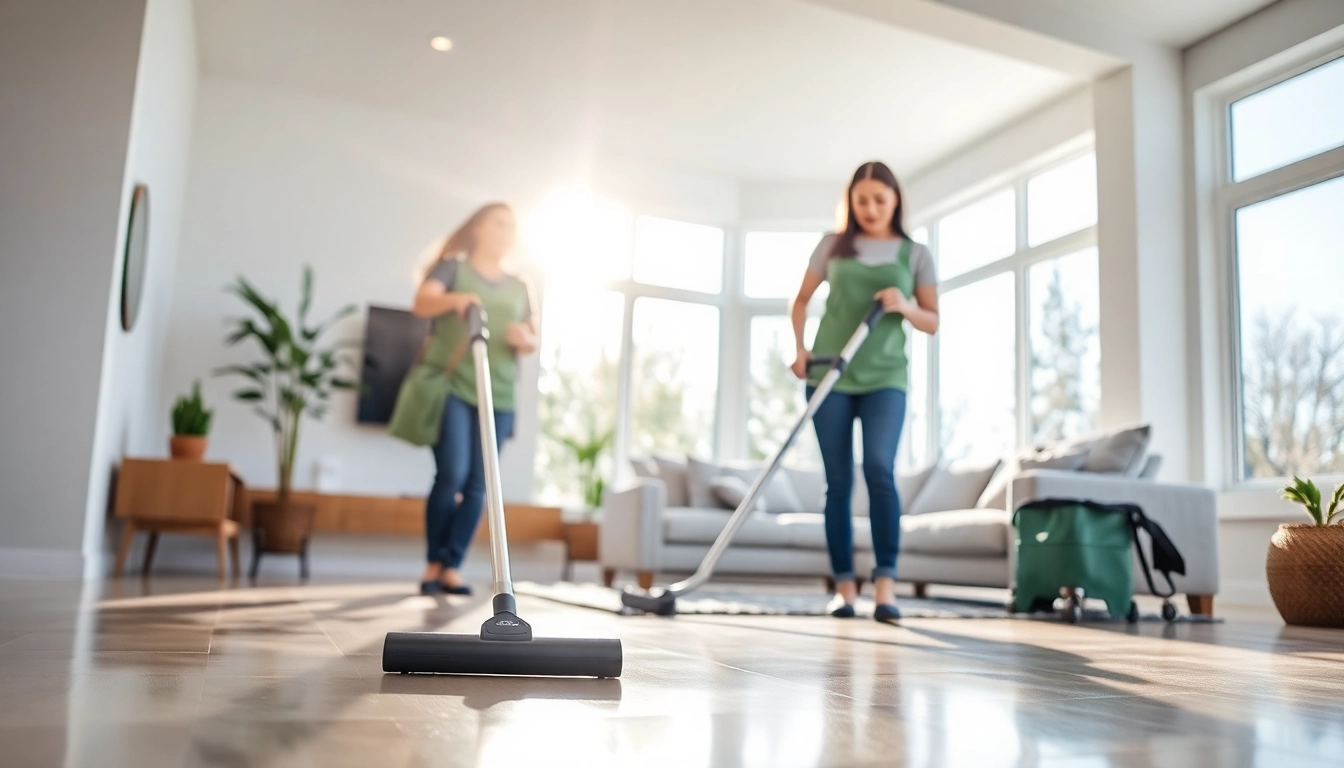 Transform your space with cleaning services calgary, showcasing a professional team at work in a bright home.